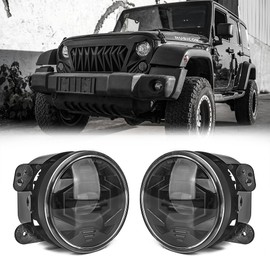 Riasdy - Luces antiniebla LED de 4 pulgadas compatibles con Jeep Wrangler JK Unlimited JKU 2007-2018, luces antiniebla de parachoques delantero de 60 W con DRL, EMC integrado, Plug & Play (un par)
