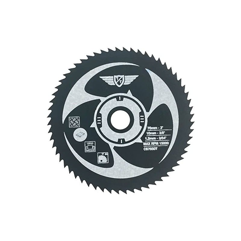1 x TopsTools CS7660T 76mm 60T 10mm Bore Saw Blades
