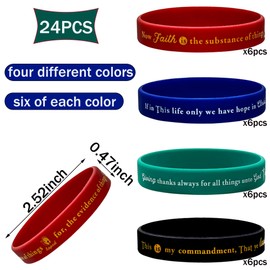 FSHANEE Bible Verses Rubber Bracelets Christian Motivational Bracelets Party Supplies Bible Verses Silicone Wristbands Christian Gathering Party Gift Bag Fillers Goodie Bag Stuff, Set of 24 Counts