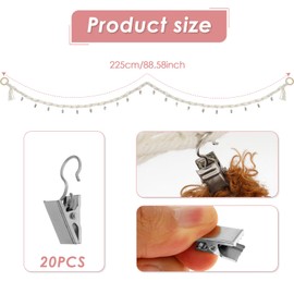 Toy Hammock, Stuffed Animal Net, Rope with Removal Clips Space Saving Stuffed Animals Chain Toy Holder Portable Hanging Hammock for Hats Toys Dolls Cards