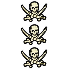 ONCEX 3PCS. Skull Pirates Sword Cross Patches Fashion Kids Cartoon Patch Embroidered Applique Badge Iron on Sew on Emblem DIY Accessories for Kids and Adults