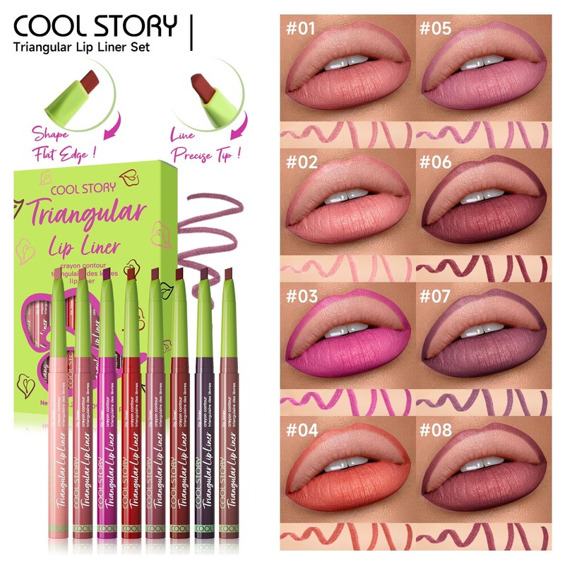 8pcs Nude Lip Liner Makeup Set - Waterproof & Smudge-Proof