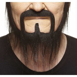 Mustaches Self Adhesive, Novelty, Long Squatter Fake Beard, False Facial Hair, Costume Accessory for Adults, Black Color