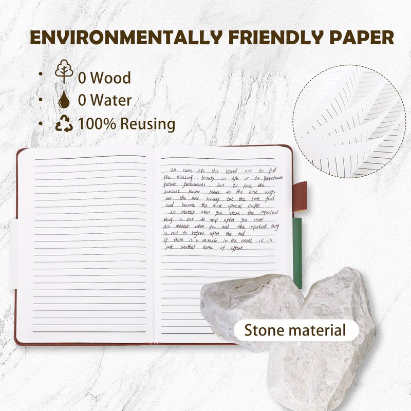 Stone Paper Notebook for Women Men, A5 Waterproof Notebook Hardcover