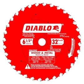 Diablo Wood and Metal Cutting Carbide Circular Saw Blade - Ideal for DIY, Framing, and Construction - 6-1/2" Diameter, 32 C-ATB Teeth, 10,000 Max RPM - D0632GPX