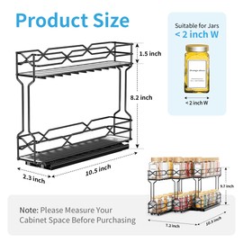 BOIVSHI Pull Out Spice Rack - Heavy Duty Vertical Spice Rack Pull Out, No Drill Install Spice Organizer for Cabinet, Inside Cabinet, Narrow Cabinet, 2.3" W×10.5" D×9.7" H, 3-Pack, Black