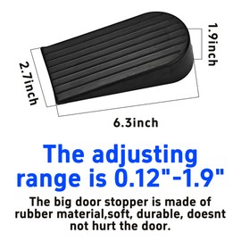 AUXBC Big Rubber Door Stopper, Black Heavy Duty Door Stop Wedge, 1.9" Tall Non-Slip Flexible Doorstop for Big Gap, Fits All Floor Surfaces, Perfect for Home Office School