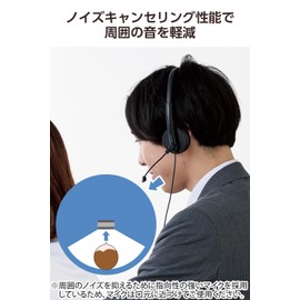 Elecom HS-HP06SUBK Headset, USB Noise Cancelling, Unidirectional, Lightweight, Wired with Microphone, Headphones, Long Times, Web Conferencing, Telework, Compatible with Switch, Presta 4/5, Windows,