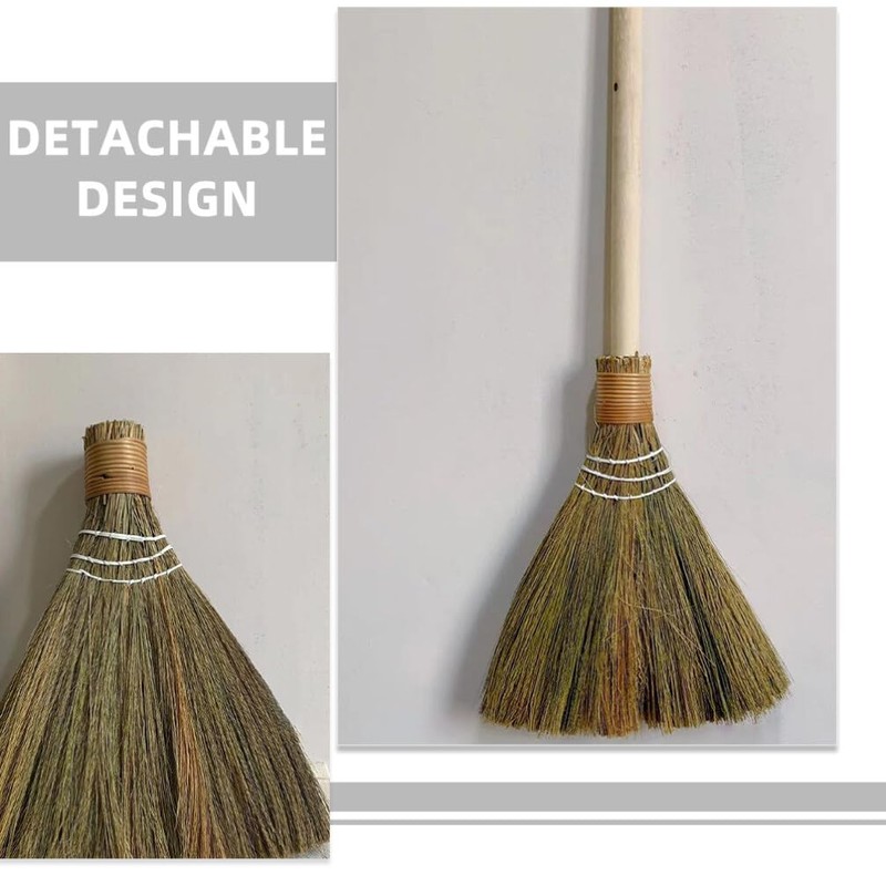 Alipis Straw Soft Broom Detachable Handle Hand Broom Rustic Farmhouse