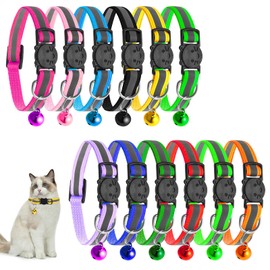 SOSPIRO Cat Collar, 12 Pieces Anti-Choke Collar for Cats, Cat Collar with Reflective Strap and Bell, Quick Release Belt Buckle for Kittens and Puppies
