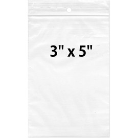 EZpack Clear Resealable Small Zipper Poly Bags 100 Pack, Transparent Mini Plastic Storage Bags for Jewelry, Candy, Beads (3x5)