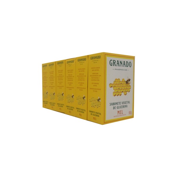 Linha Glicerina Granado - Sabonete em Barra Vegetal Mel (6 x 90 Gr) - (Granado Glycerin Collection - Vegetable Bar Soap Honey (6 x Net 3.2 Oz))
