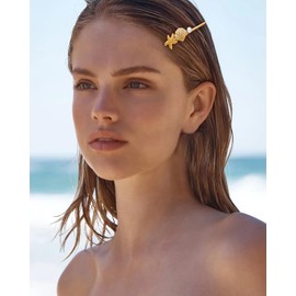 MYCUTEY Gold Starfish Seashell Hair Pins With Imitation Pearl For Women Flat Stain Steel Metal Barrettes Cute Summer Beach Mermaid Hair Accessories