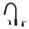 KIRLYSTONE Black Kitchen Sink Faucet, 3-Hole Kitchen Faucet with Pull-Down
