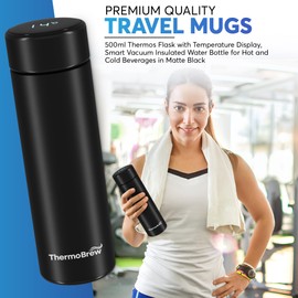 Smart Hot Water Flask Thermal Flask for Baby Bottles Flask for Hot Drinks with Temperature Display Feature Stainless Steel Water Bottle (500 ML)