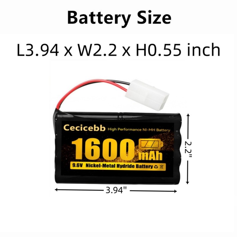 Cecicebb 9.6V 1600mAh NI-MH Rechargeable Battery Pack with Standard Tamiya