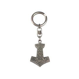 lazzaro italy Thor Hammer, Silver plated VIKINGS Keyring Mjöllnir. Celtic Amulet for Strength and Protection. Gift idea for Fantasy and Cosplay lovers. Unique craft model. Pendant H 1,77 In