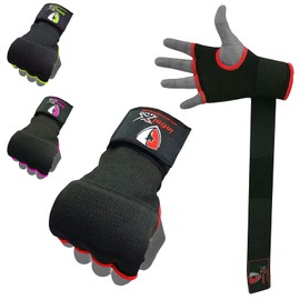 INFINIX SPORTS Guantes de gel para boxeo, para boxeo, vendas acolchadas elásticas debajo de los manoplas, envolturas rápidas para hombres y mujeres, protector de puños, ideal para entrenamiento de artes marciales mixtas (negro, S/M)