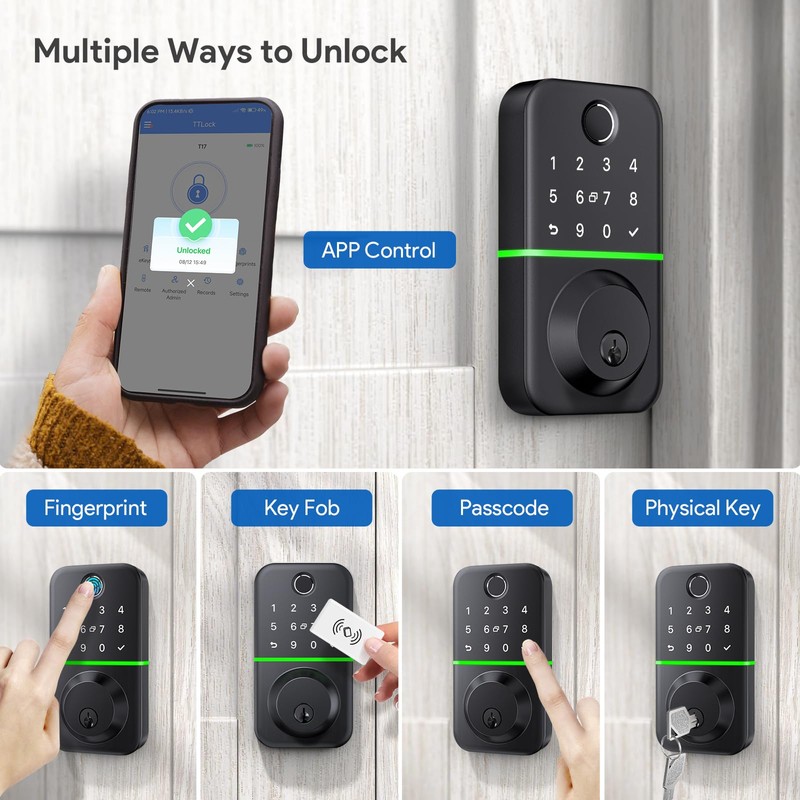 Smart Door Lock Deadbolt with Keypad: Keyless Entry Door Lock