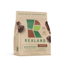 Realand Whey Protein Isolate - Grass-Fed Protein Powder for Recovery - 22g of Protein - 17 Servings (One Size, Chocolate)