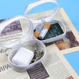 투명 원형 휴대 출장 여행 소품 보관 파우치 백색1P 소품파우치 투명파우치 Transparent Round Portable Travel Storage Pouch White 1P Accessory Pouch Transparent Pouch
