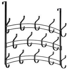 LYNK Professional® Home™ Over the Door Hooks - 28 Hook – Over the Door Coat Rack - Over the Door Hanger - Hanging Towels or Clothes - Bathroom, Bedroom, Laundry Room - Lifetime Ltd. Warranty, Black