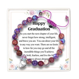 KORAS Graduation Gifts for Her, Heart Charm Beaded Bracelet Graduation Gifts, Best Graduation Gifts for Daughter Granddaughter Niece Sister Friend