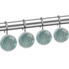 Teal Agate Texture Shower Curtain Hooks, 12 Pcs Anti Rust