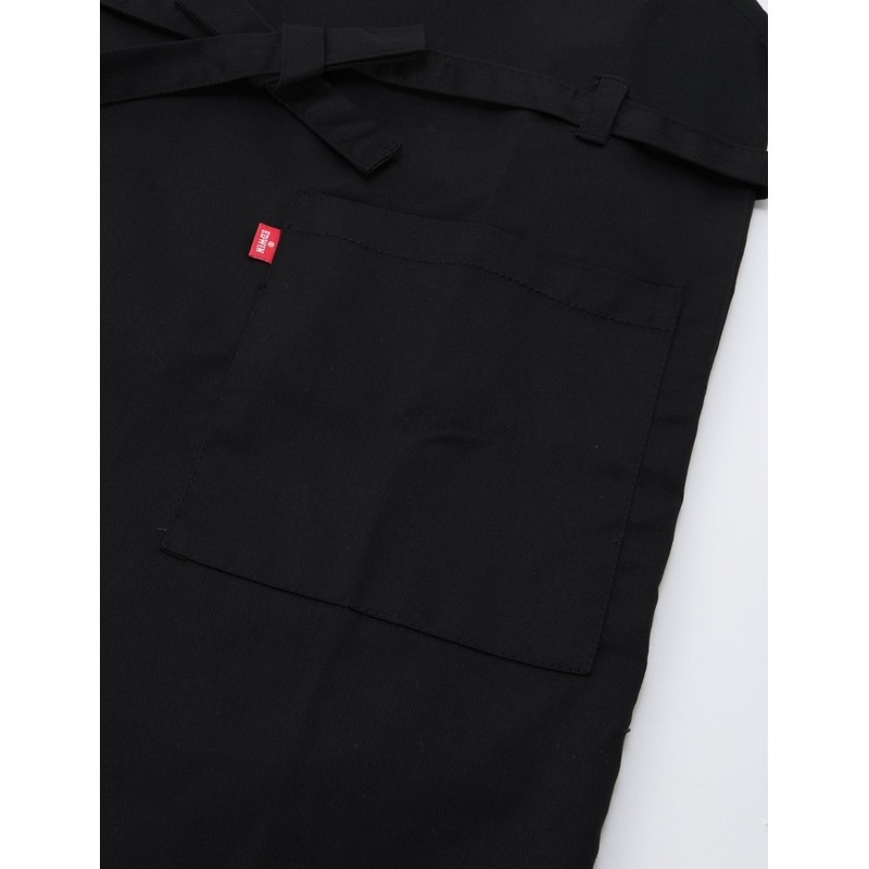 Edwin Apron with Front Ties Solid Color, Side Pockets, Black,