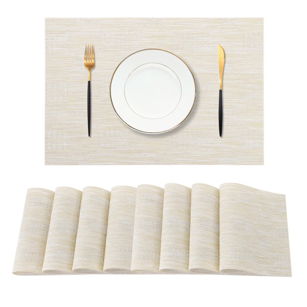 Leetaltree Wheat Placemats Set of 8 - Heat Resistant Non-Slip