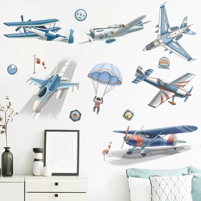 DaraBaby Vinil Decorativo Infantil Aviones Piloto Cuarto Niños Bebé