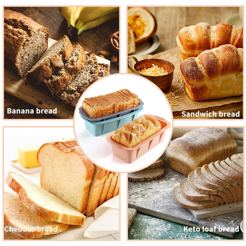 MONGSEW 3PCS Silicone Bread Loaf Pan, Non-Stick Bread Pans for
