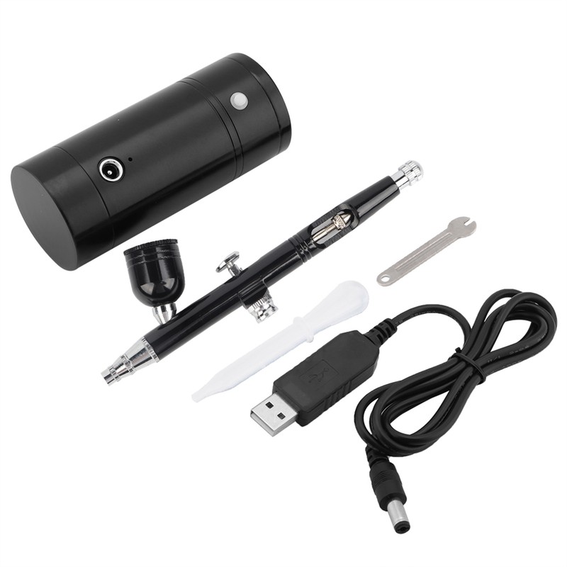 0.3mm Black Mini Air Compressor Spray Gun Airbrush Set 7CC