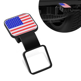 Hbxdeco Car Trailer Hitch Cover Fits 2" Receivers, American Flag Trailer Hitch Tube Plug Insert, Towing Hitch Tube Dust-Proof Plug, Universal Vehile Exterior Accessories(Red)
