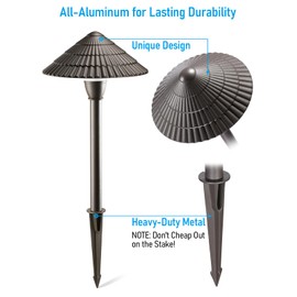 LEONLITE 12-Pack LED Low Voltage Landscape Lights, 3W Cast-Aluminum 12-24V Pathway Light, 4000K Cool White Waterproof Path Lights, ETL Listed Landscape Lighting Wired for Yard Lawn, Bronze