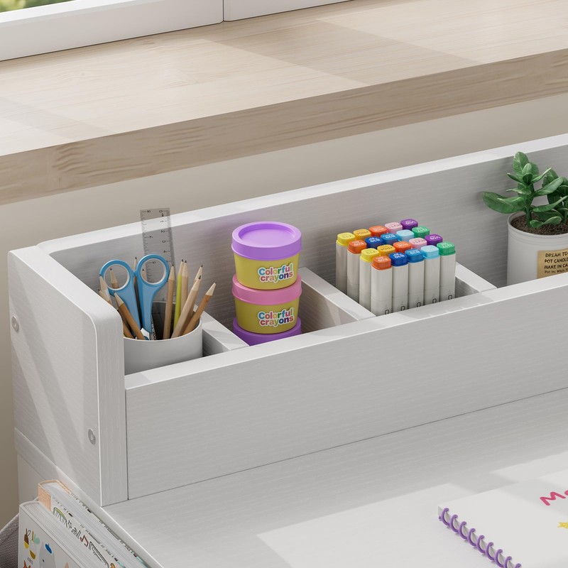 BOLUO White Kids Desk and Chair Set for 5-8 Year