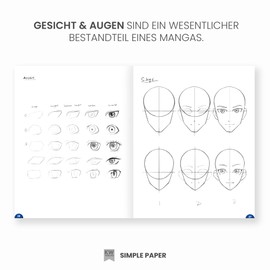 SimplePaper Learn to draw manga - for beginners and advanced users | manga and anime colouring book with instructions + tips - step by step to your first manga book