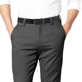 Huztencor Belt Men, Ratchet Belt Dress with 1 3/8" Genuine Leather Hidden Tail, Jeans Belt with Easier Slide Buckle, Carbon Black/Brown Style 003 Mens Belt, 34" to 36" Waist Adjustable (Length 45")