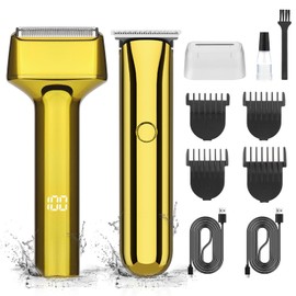 GSKY Electric Shavers for Men, Gold Baber Clipper Set, Hair Trimmer and Foil Shaver, Mens Beard Trimmer