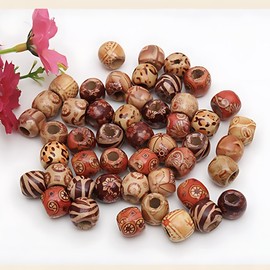 100 x Assorted Wooden Beads for Beads for Jewellery Making or Hair Styling | Mixed Patterns/Shapes | African Style Wood Beading | Bracelet | Necklace | Hair Braids Braiding | Crafts | Boho Macrame
