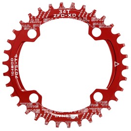 Jane Eyre Bicycle Chainrings 104 BCD 32T 34T 36T Narrow Wide Single Chainring, Round Narrow Wide Chainring for Road Bike Mountain Bike BMX MTB (Red 32T)