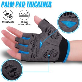 Grebarley Cycling Gloves, Non-Slip and Shock-Absorbing Mountain Bike Gloves, Suitable for Men and Women, Blue, L