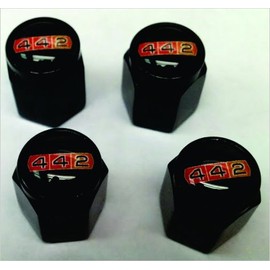 Compatible with Oldsmobile Hurst 442 W30 W-30 Valve Stem Caps (Black - Black)