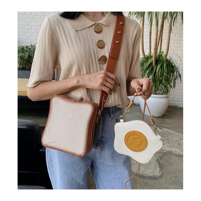 CLOGRATIA Women's Bread Toast Shoulder Bag, Fried Egg, Crossbody Bag,