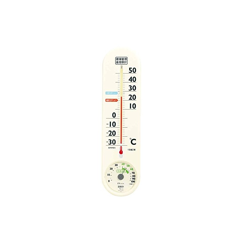 EMPEX(エンペックス) 環境管理温・湿度計 省エネさん 温度表示 湿度表示 掛け用 オフホワイト TG-2776 29.5x7.7x1.8cm