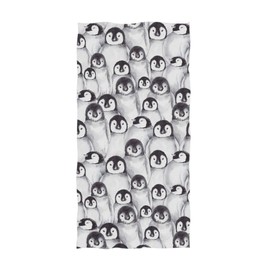 ZzWwR Winter Cute Baby Penguins Sketch Pattern Soft Highly Absorbent Guest Large Home Decorative Hand Towels Multipurpose for Bathroom, Hotel, Gym and Spa (16 x 30 Inches,Black White)