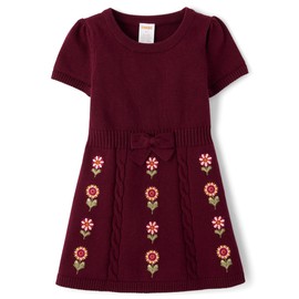 Gymboree,and Toddler Short Sleeve Sweater Dress,Flower Sugar Beet,3T