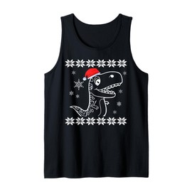 Xmas T-Rex - Santa Dinosaur Christmas Lights Holiday Costume Tank Top