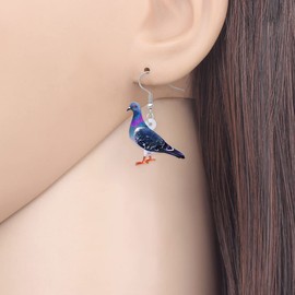 YINYA Acrylic Adorable Carrier Pigeon Earrings Dangle Drop Birds Jewelry Spring Summer Gifts for Women Charms Party Favors (Black)