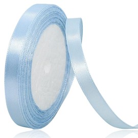 Light Blue Satin Ribbon, Fabric Baby Blue Silk Ribbon 3/8 Inch x 25 Yards for Gift Wrapping, Easter Crafts, Hair Bows Making, Flower Bouquet, DIY Sewing Projects, Wedding Party